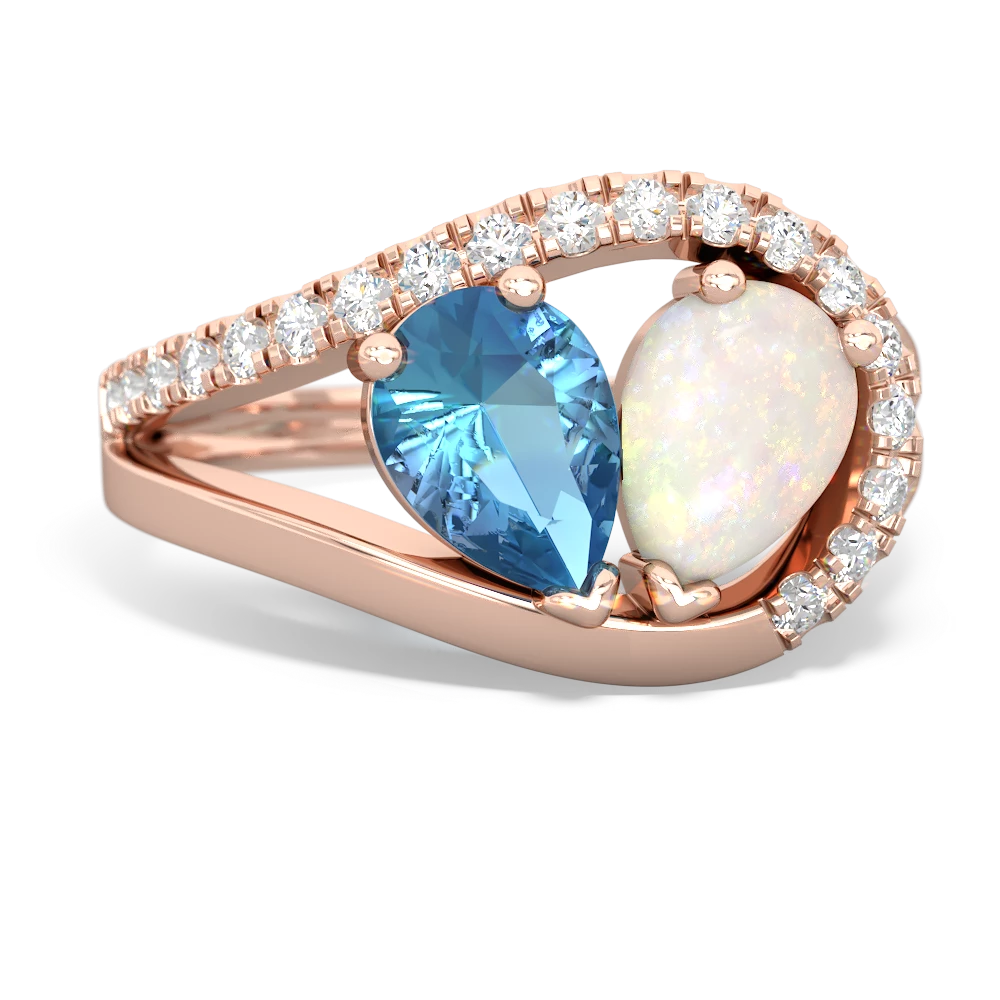 Blue Topaz Nestled Heart Keepsake 14K Rose Gold ring R5650