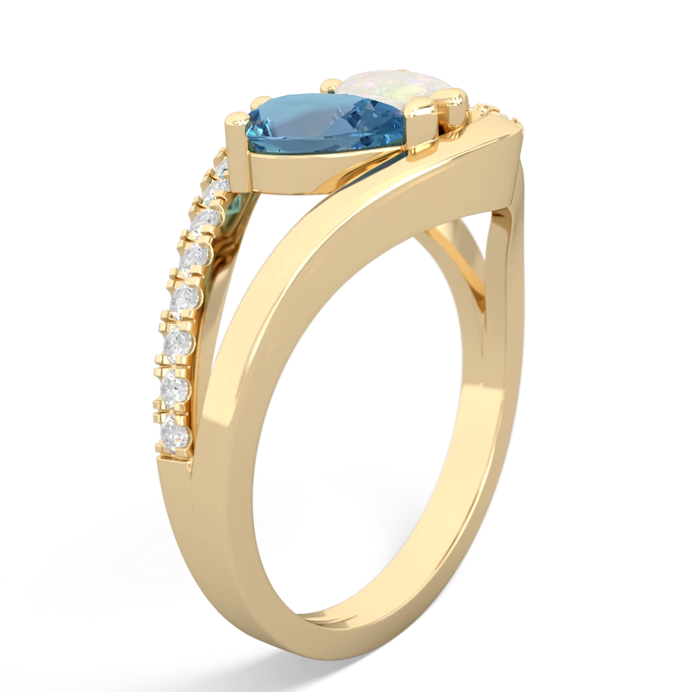 Blue Topaz Nestled Heart Keepsake 14K Yellow Gold ring R5650