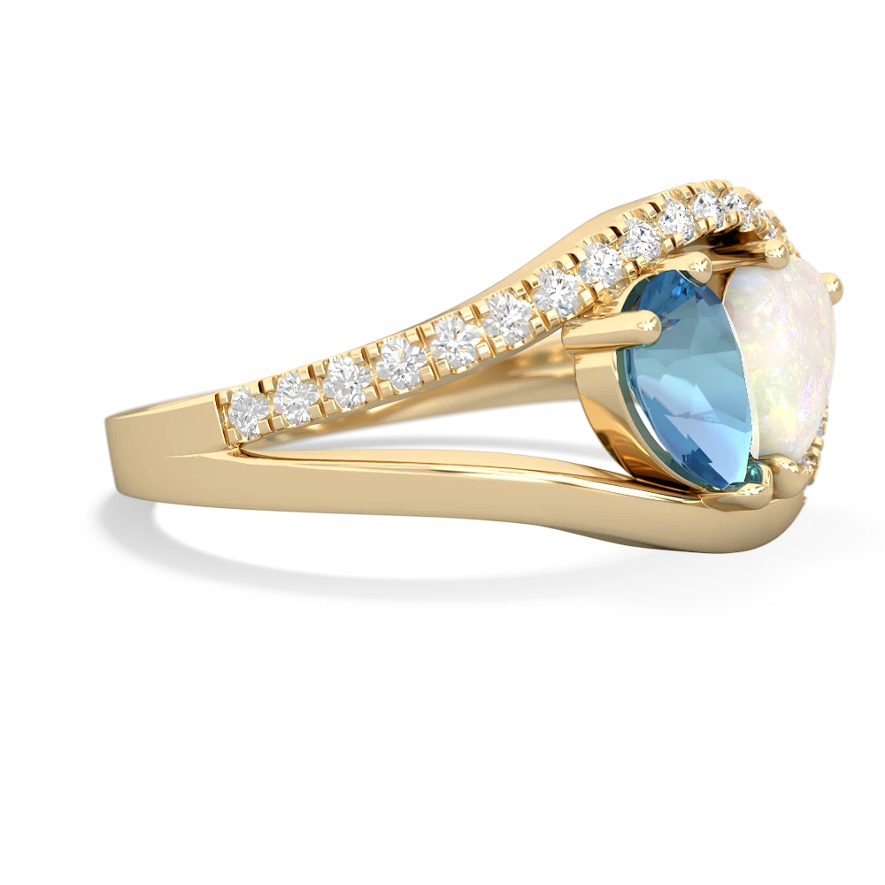 Blue Topaz Nestled Heart Keepsake 14K Yellow Gold ring R5650