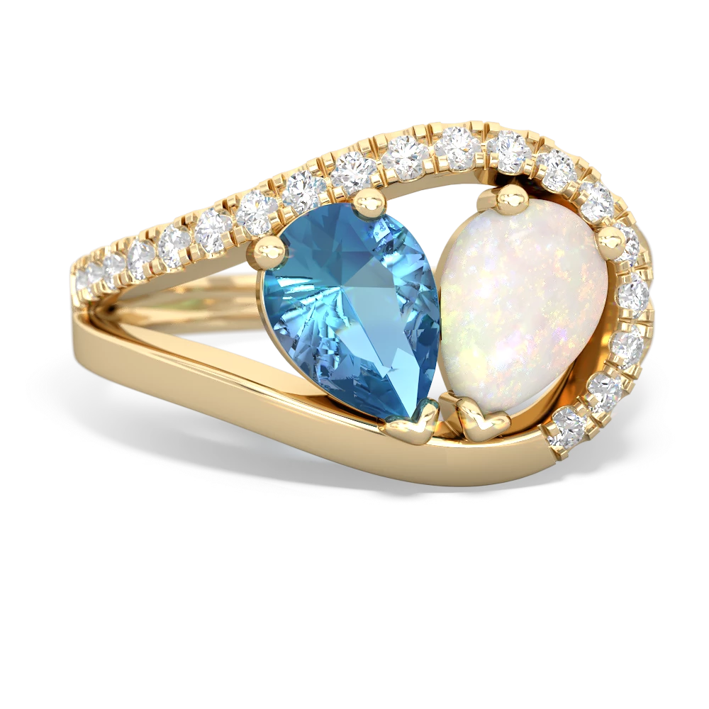 Blue Topaz Nestled Heart Keepsake 14K Yellow Gold ring R5650