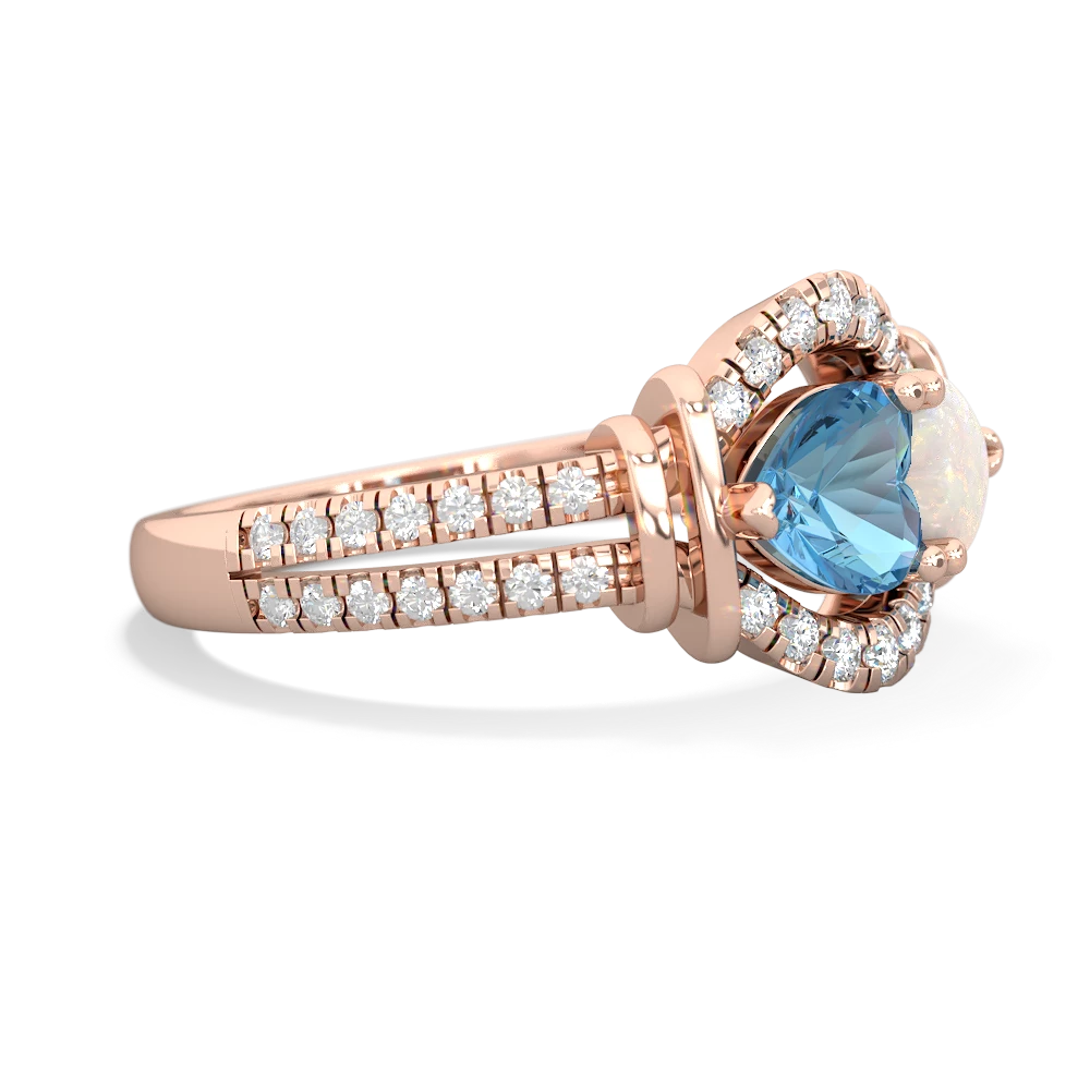 Blue Topaz Art-Deco Keepsake 14K Rose Gold ring R5630