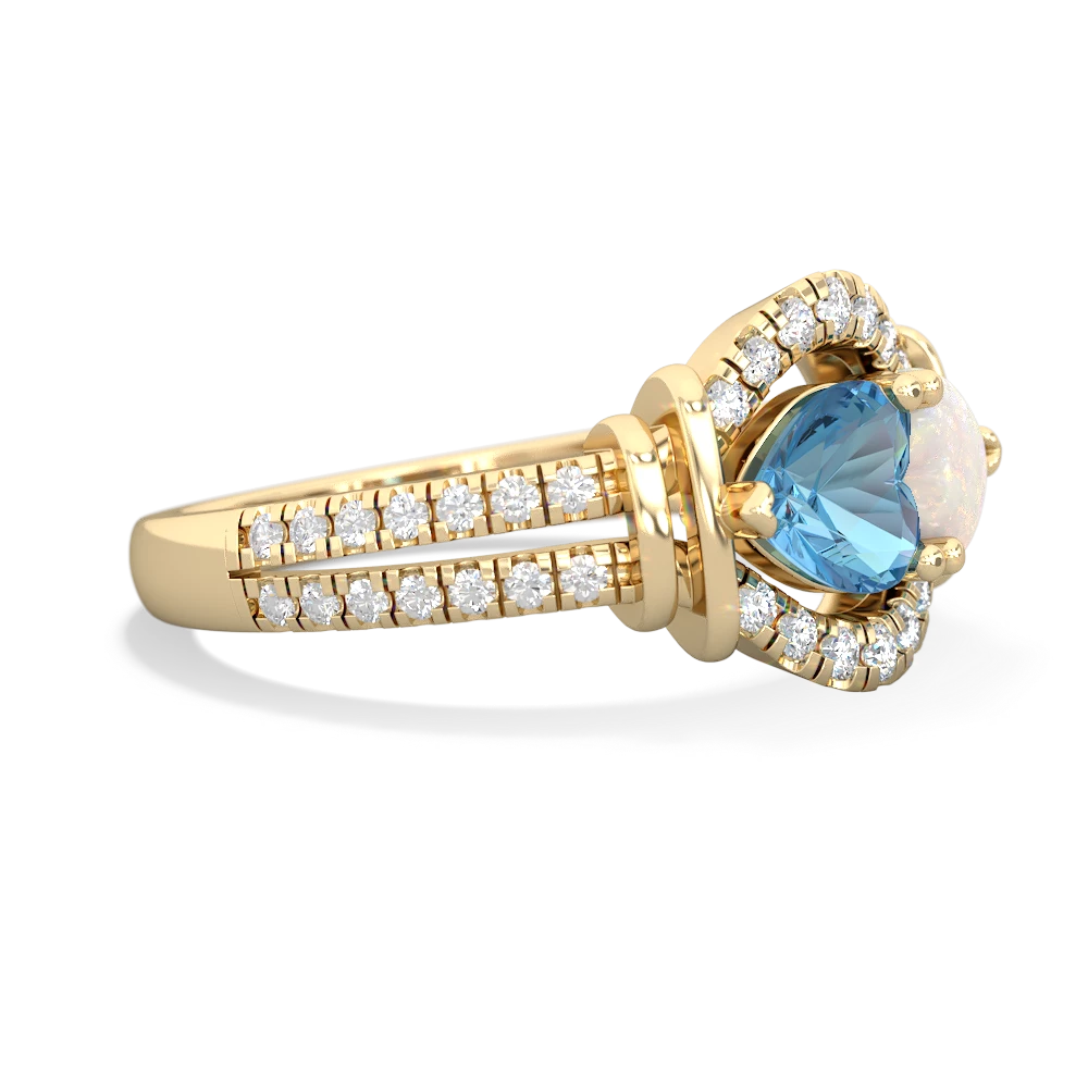 Blue Topaz Art-Deco Keepsake 14K Yellow Gold ring R5630