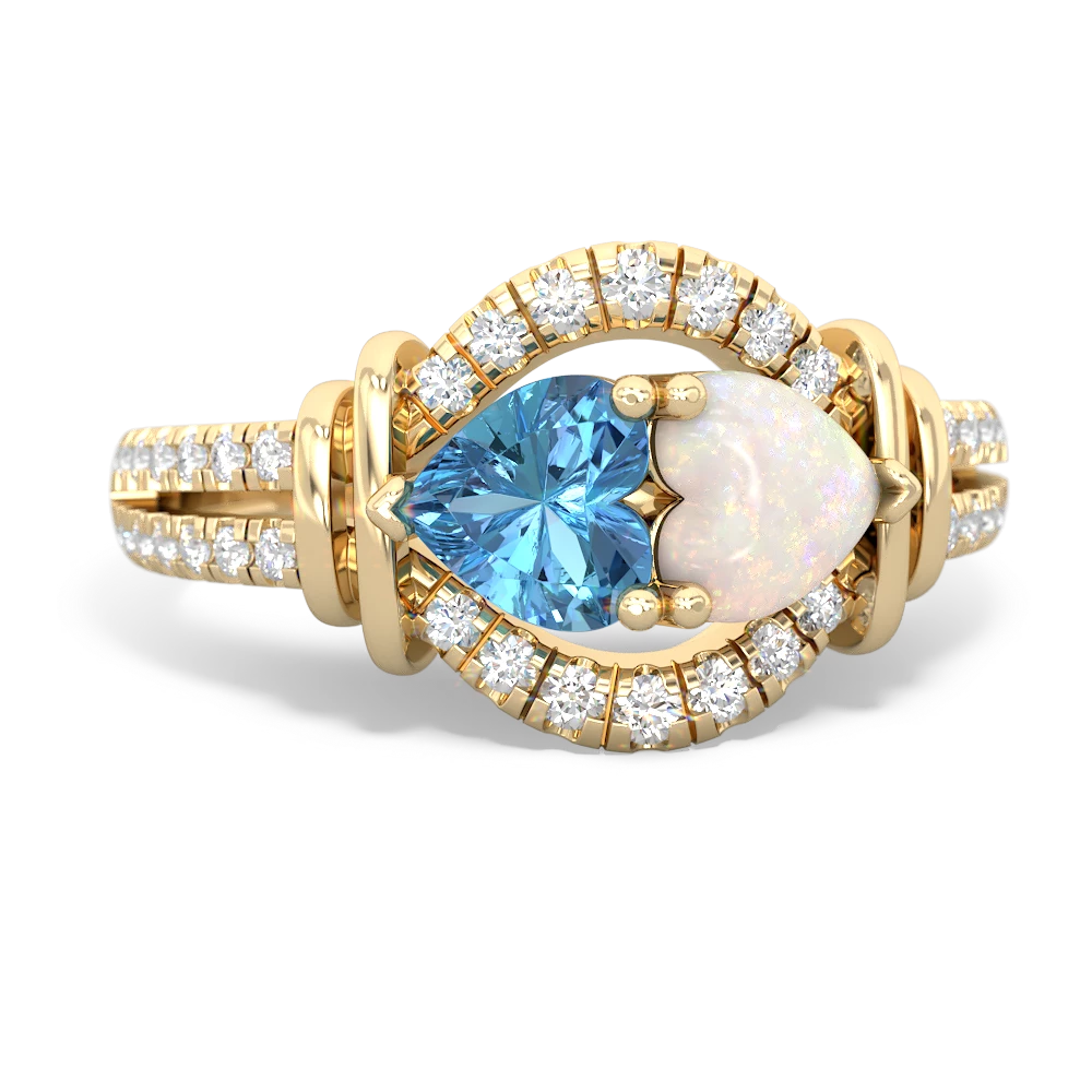 Blue Topaz Art-Deco Keepsake 14K Yellow Gold ring R5630