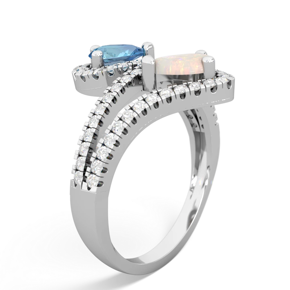 Blue Topaz Diamond Dazzler 14K White Gold ring R3000