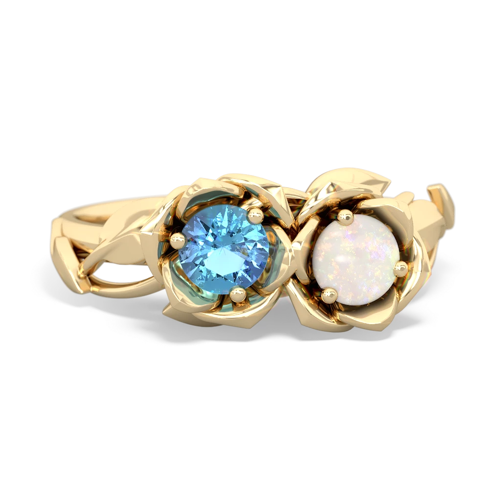 Blue Topaz Rose Garden 14K Yellow Gold ring R5510