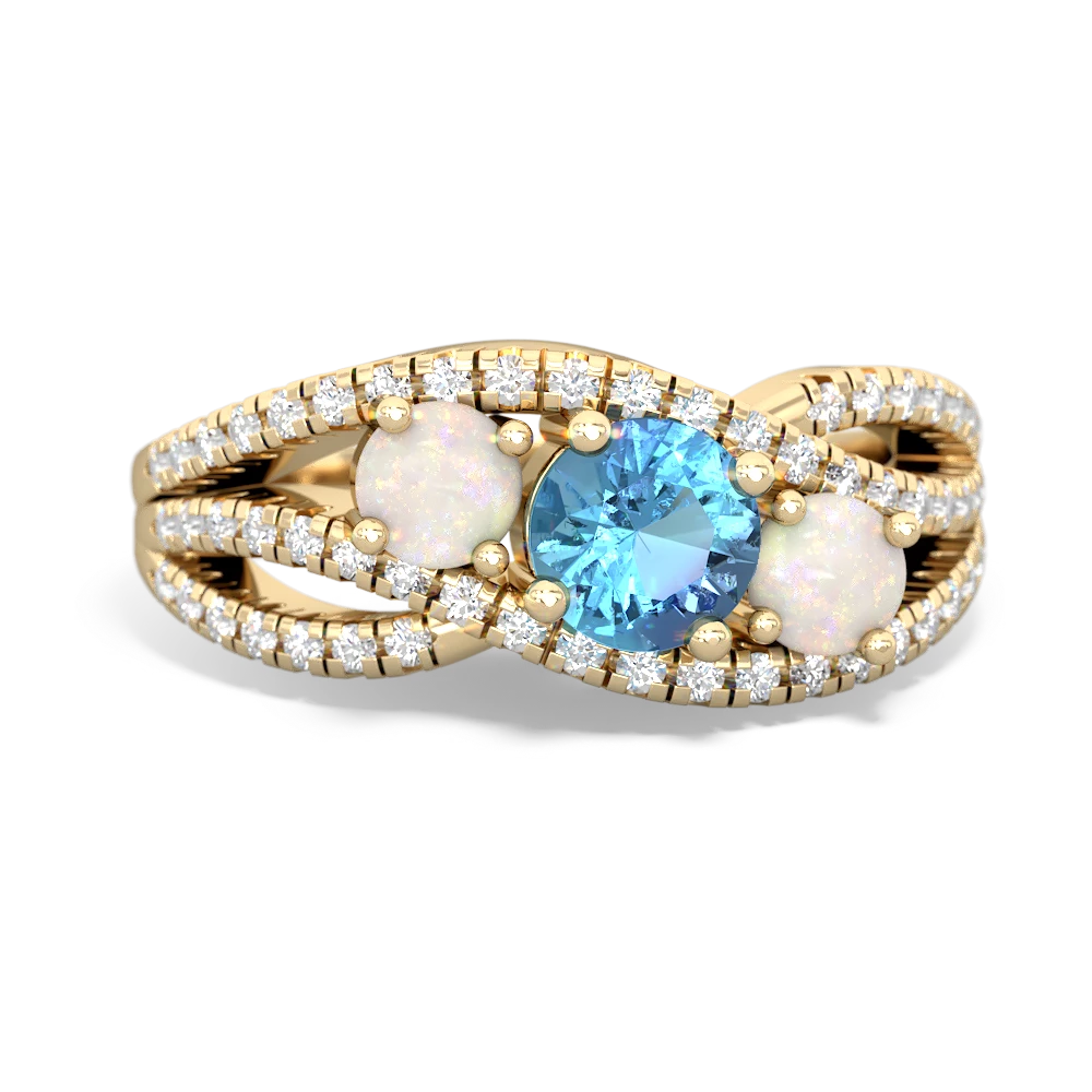 Blue Topaz Three Stone Aurora 14K Yellow Gold ring R3080
