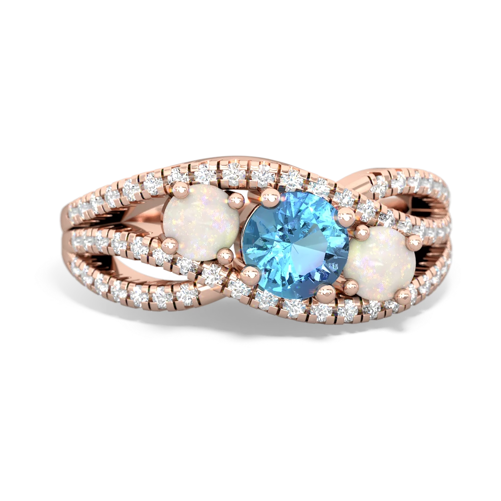 Blue Topaz Three Stone Aurora 14K Rose Gold ring R3080