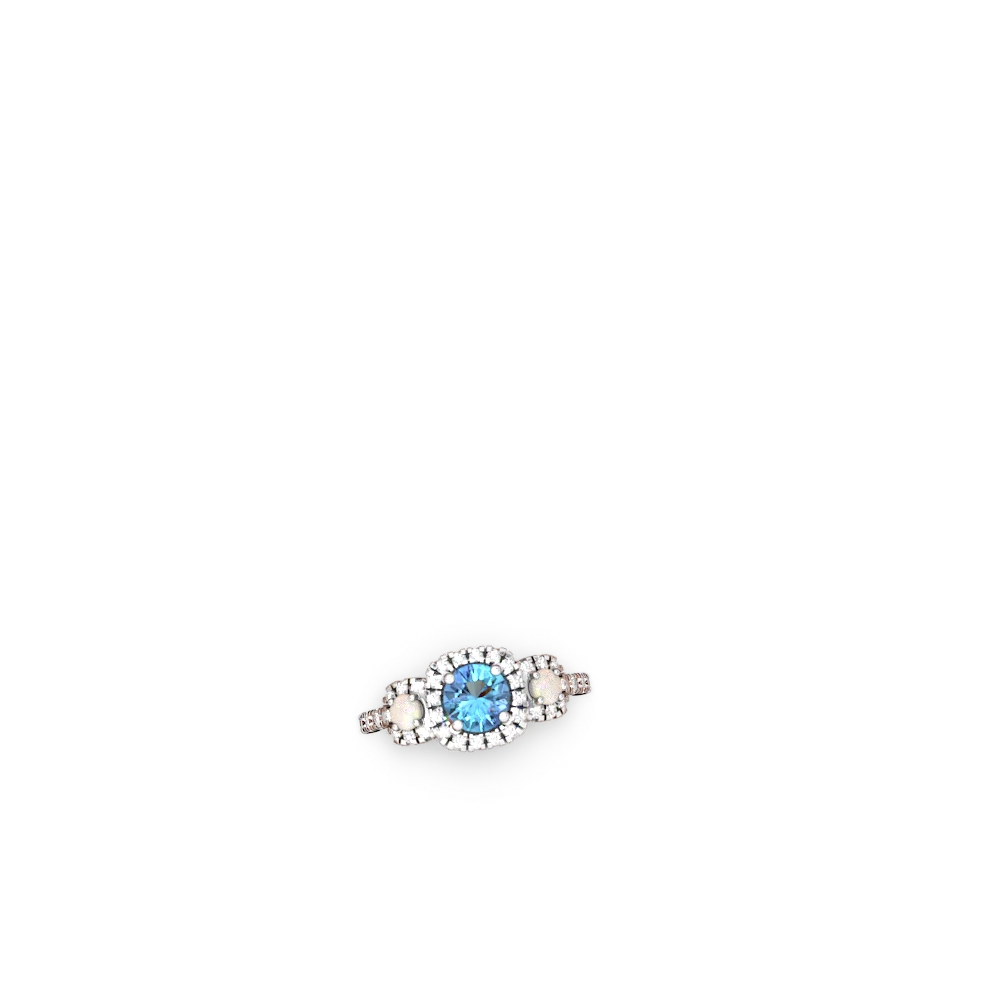 Blue Topaz Regal Halo 14K White Gold ring R5350