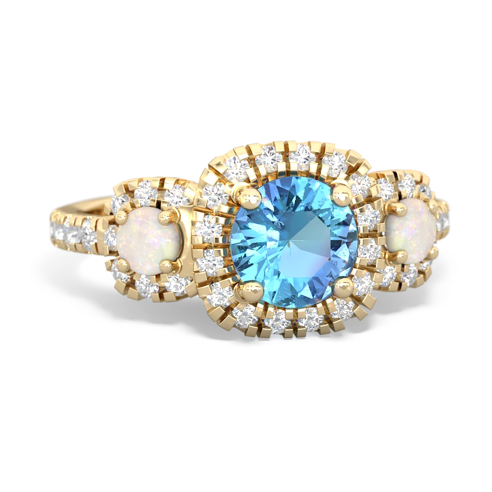 Blue Topaz Regal Halo 14K Yellow Gold ring R5350