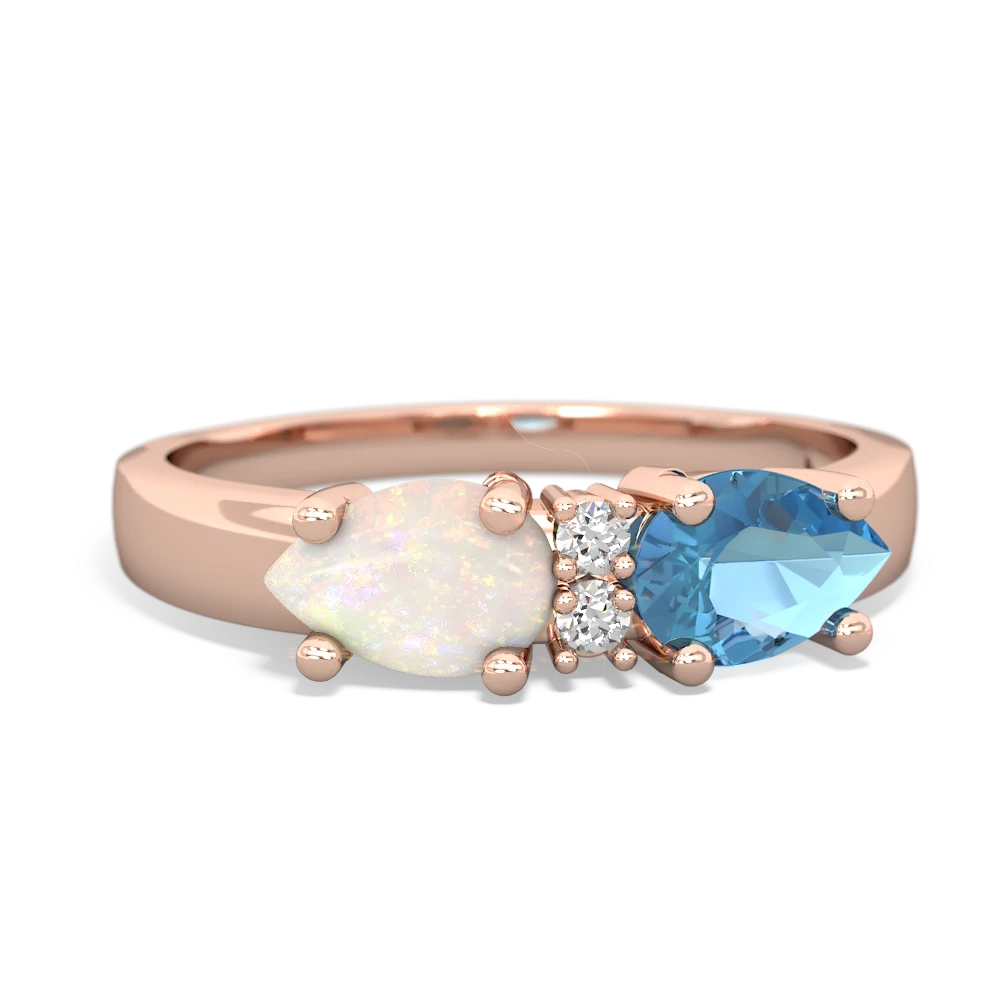 Blue Topaz Pear Bowtie 14K Rose Gold ring R0865