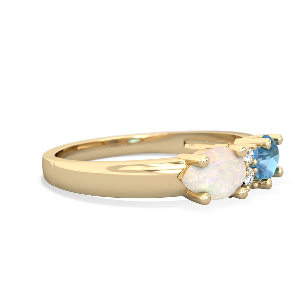Blue Topaz Pear Bowtie 14K Yellow Gold ring R0865
