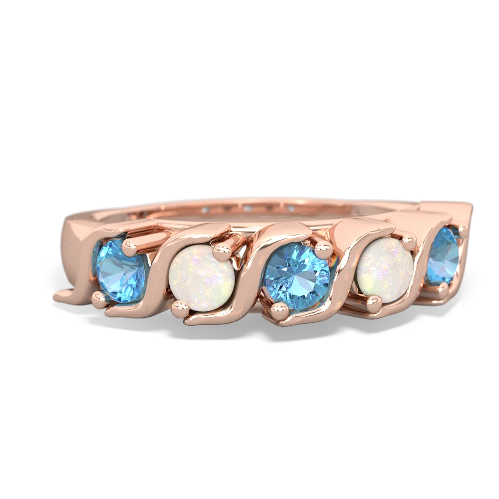 Blue Topaz Anniversary Band 14K Rose Gold ring R2089