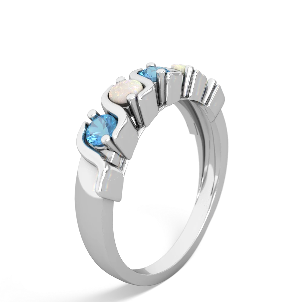 Blue Topaz Anniversary Band 14K White Gold ring R2089