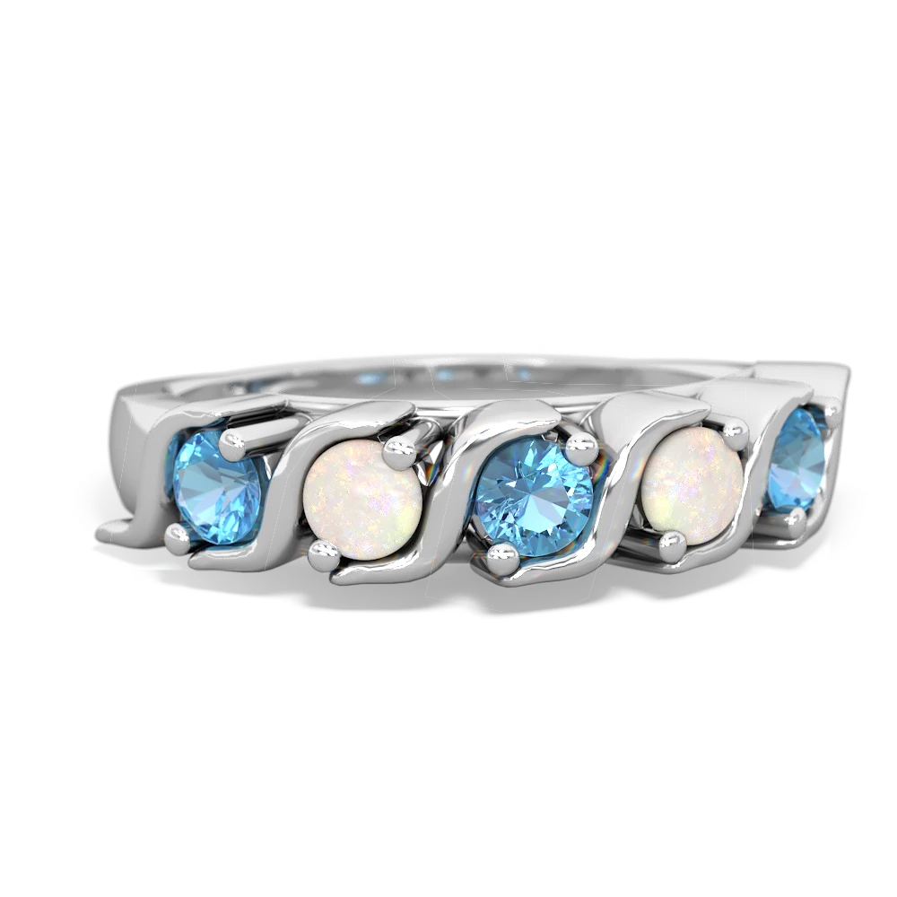 Blue Topaz Anniversary Band 14K White Gold ring R2089