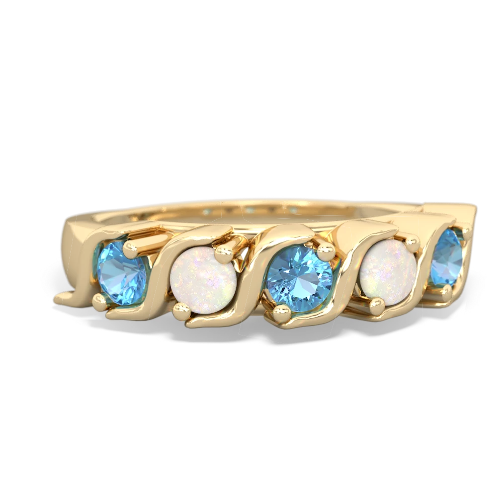 Blue Topaz Anniversary Band 14K Yellow Gold ring R2089