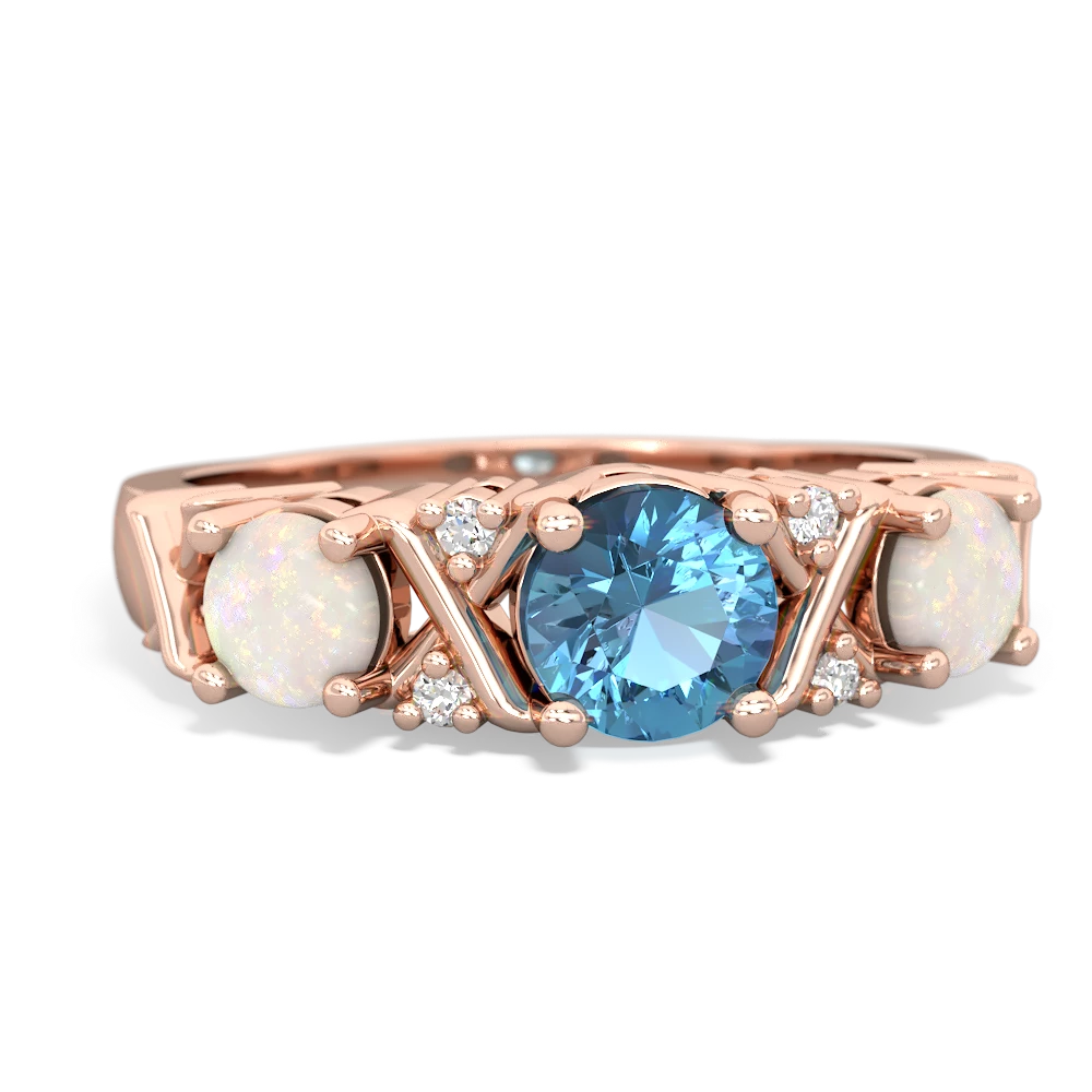 Blue Topaz Hugs And Kisses 14K Rose Gold ring R5016