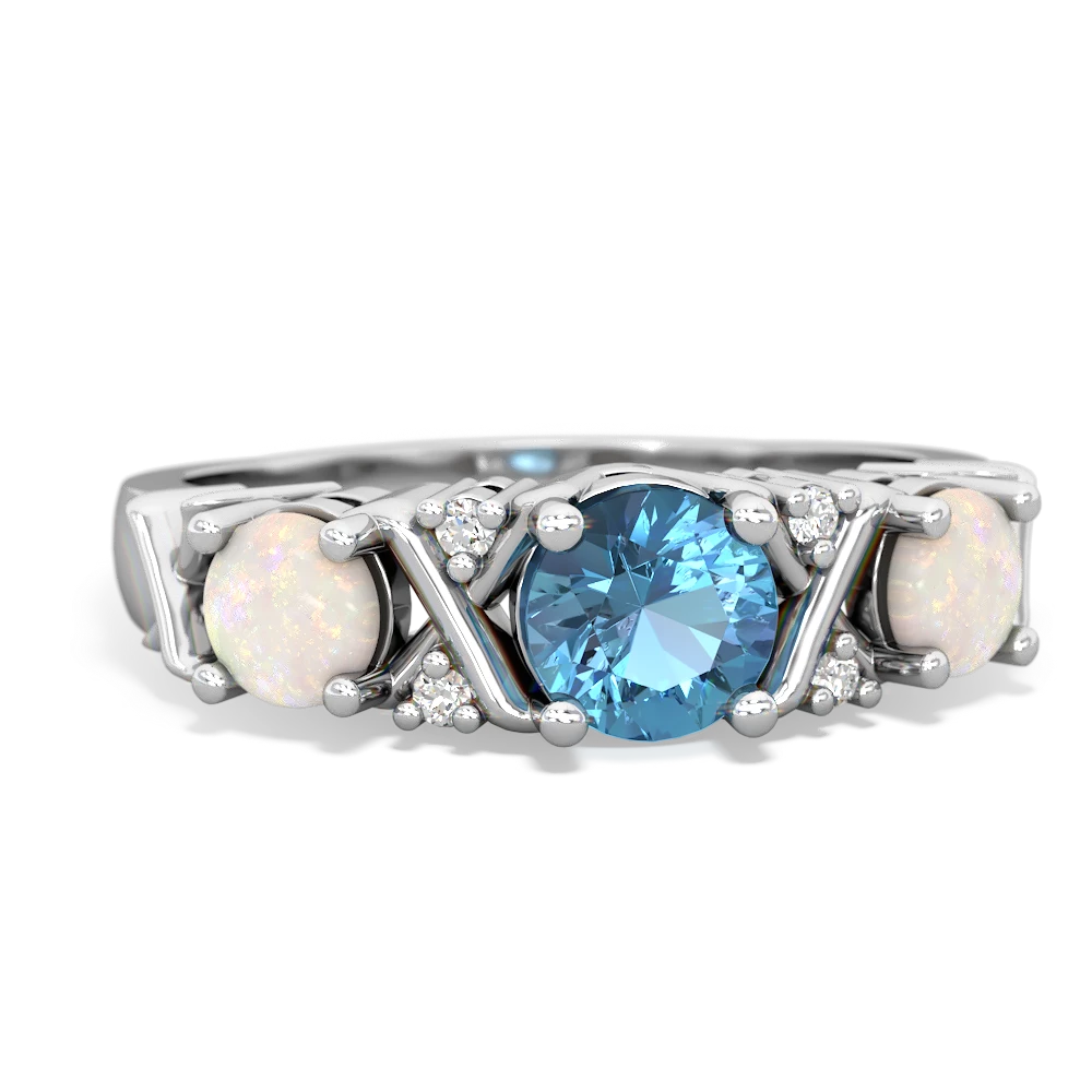 Blue Topaz Hugs And Kisses 14K White Gold ring R5016