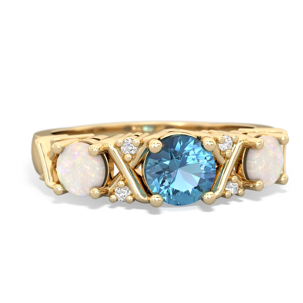 Blue Topaz Hugs And Kisses 14K Yellow Gold ring R5016