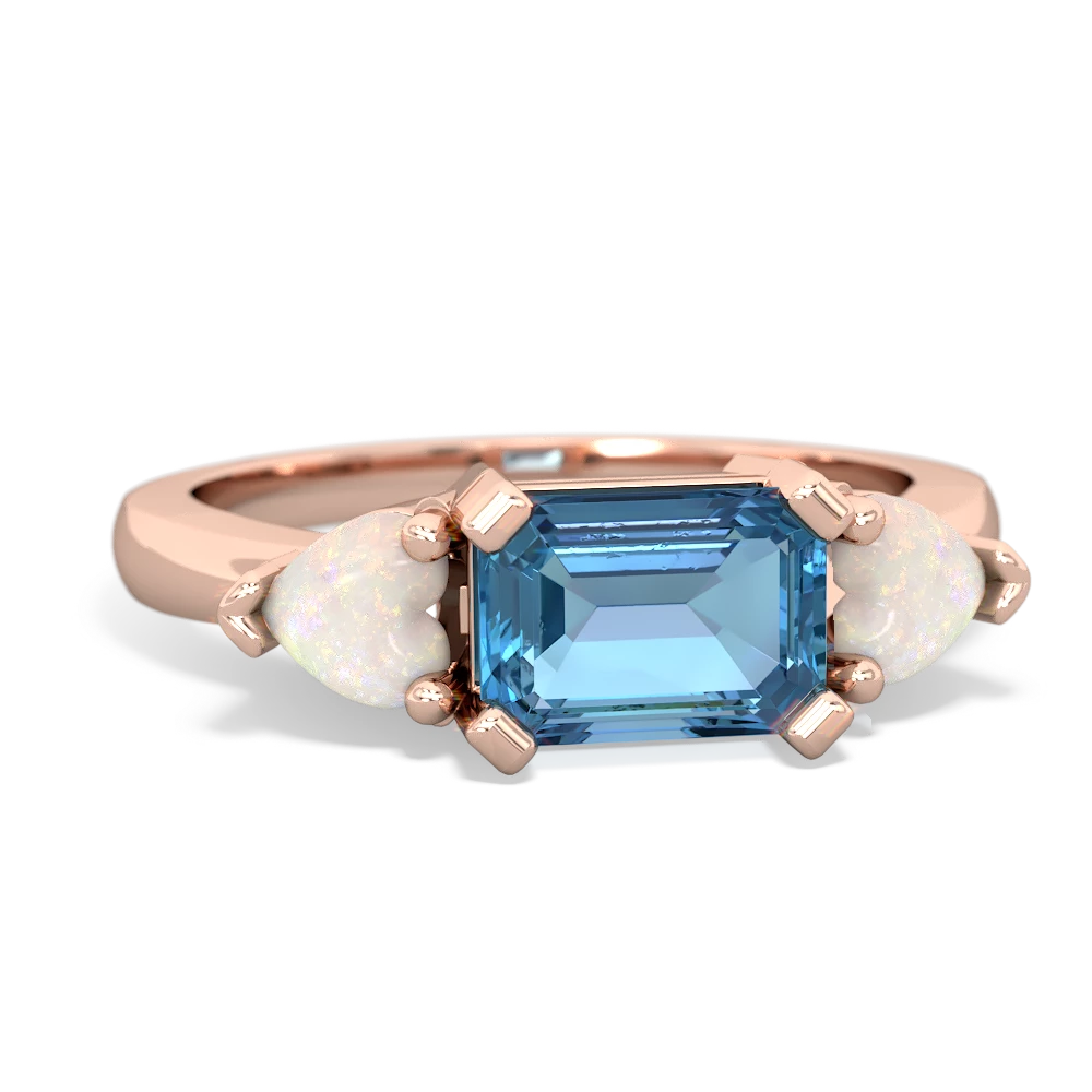 Blue Topaz Three Stone 14K Rose Gold ring R5235