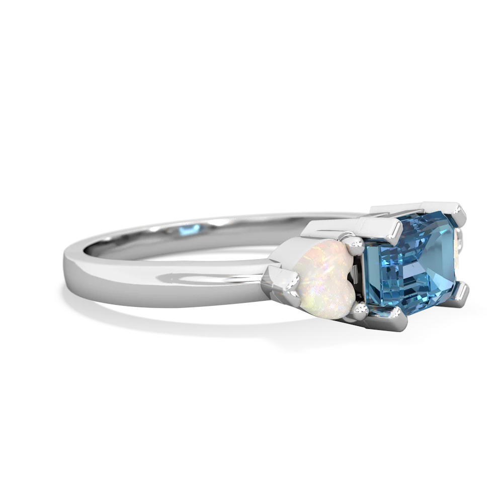 Blue Topaz Three Stone 14K White Gold ring R5235