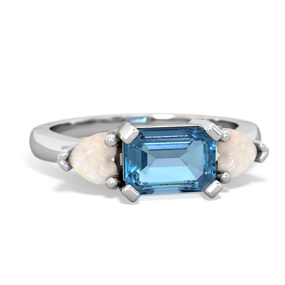 Blue Topaz Three Stone 14K White Gold ring R5235