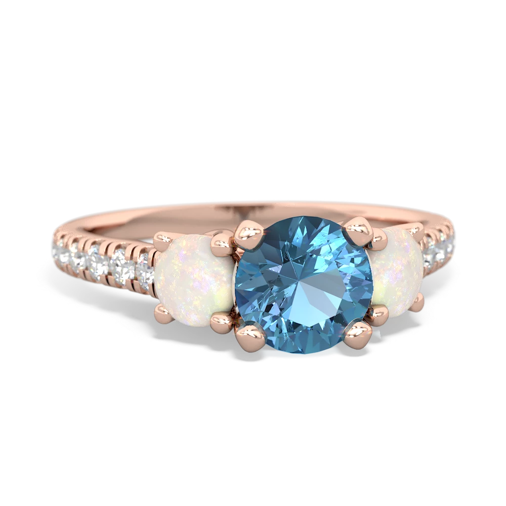 Blue Topaz Pave Trellis 14K Rose Gold ring R5500