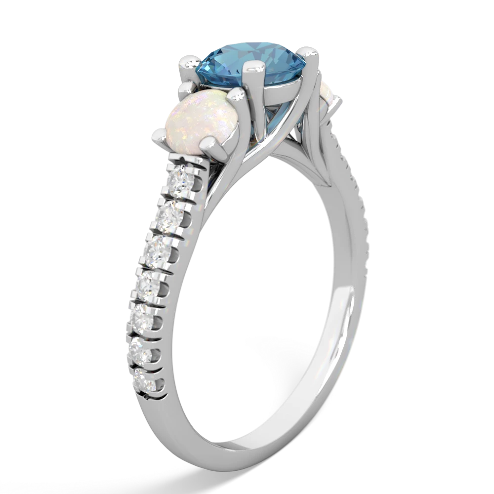 Blue Topaz Pave Trellis 14K White Gold ring R5500