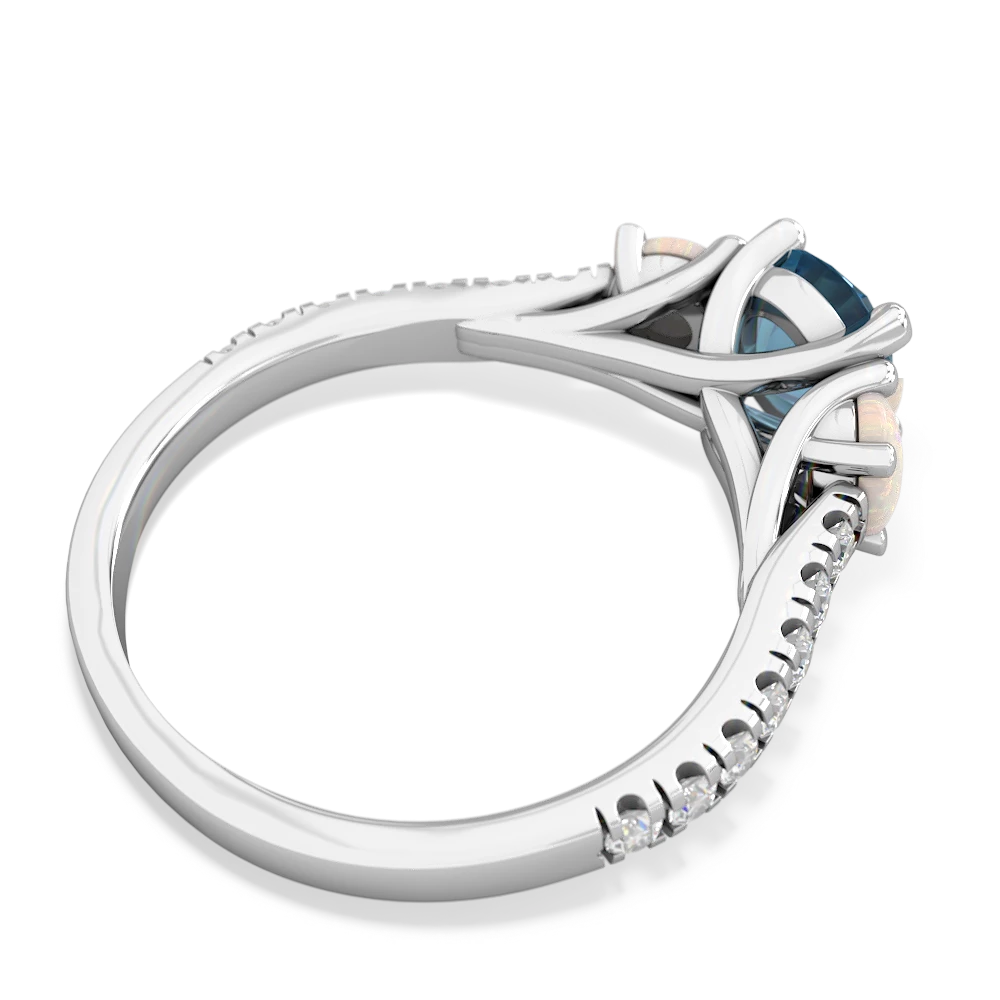 Blue Topaz Pave Trellis 14K White Gold ring R5500