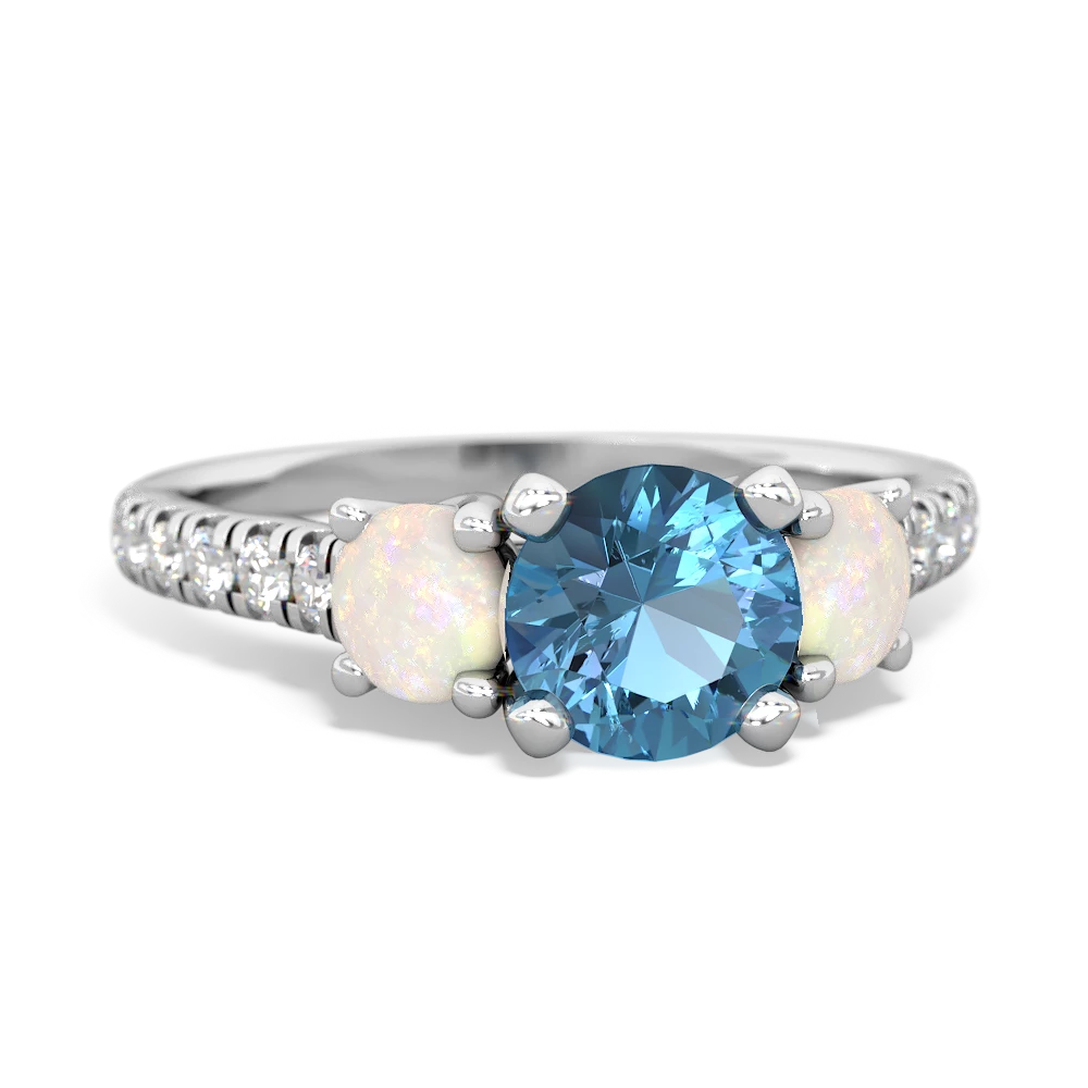 Blue Topaz Pave Trellis 14K White Gold ring R5500