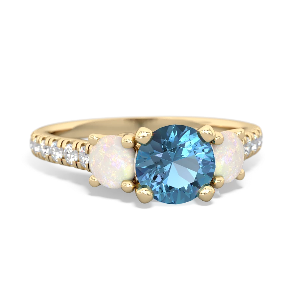 Blue Topaz Pave Trellis 14K Yellow Gold ring R5500