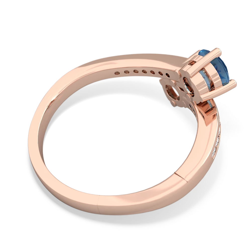 Blue Topaz Channel Set Two Stone 14K Rose Gold ring R5303