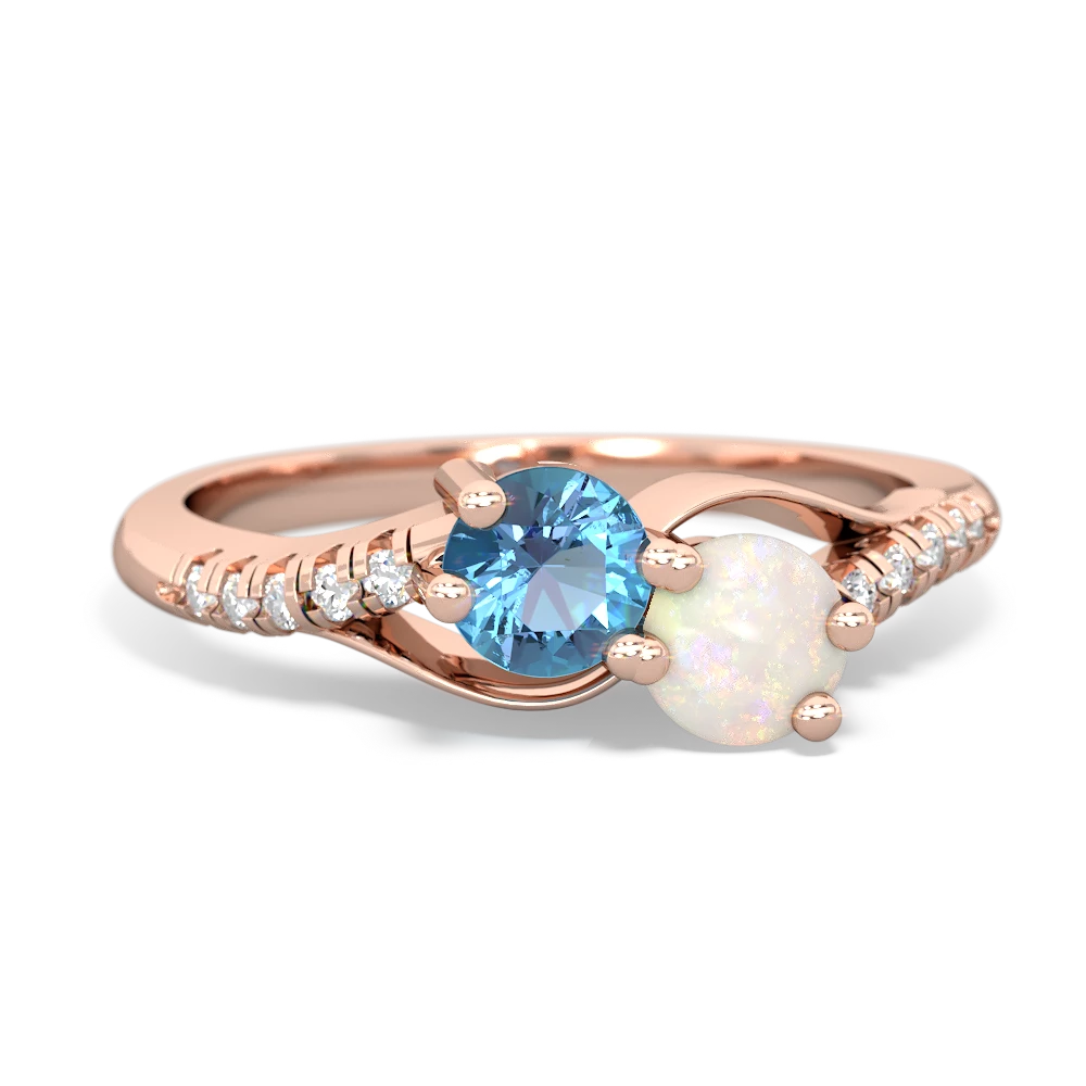 Blue Topaz Infinity Pave Two Stone 14K Rose Gold ring R5285