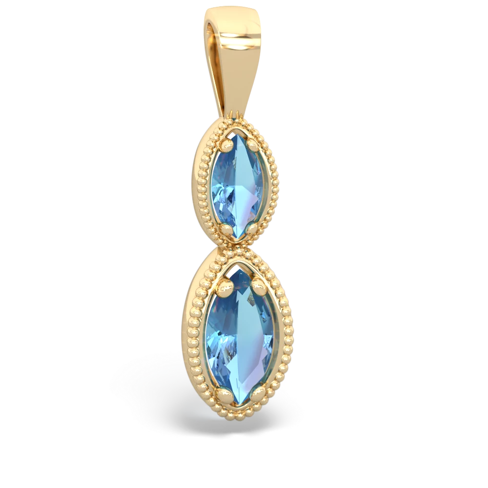 Blue Topaz Antique-Style Halo 14K Yellow Gold pendant P5700