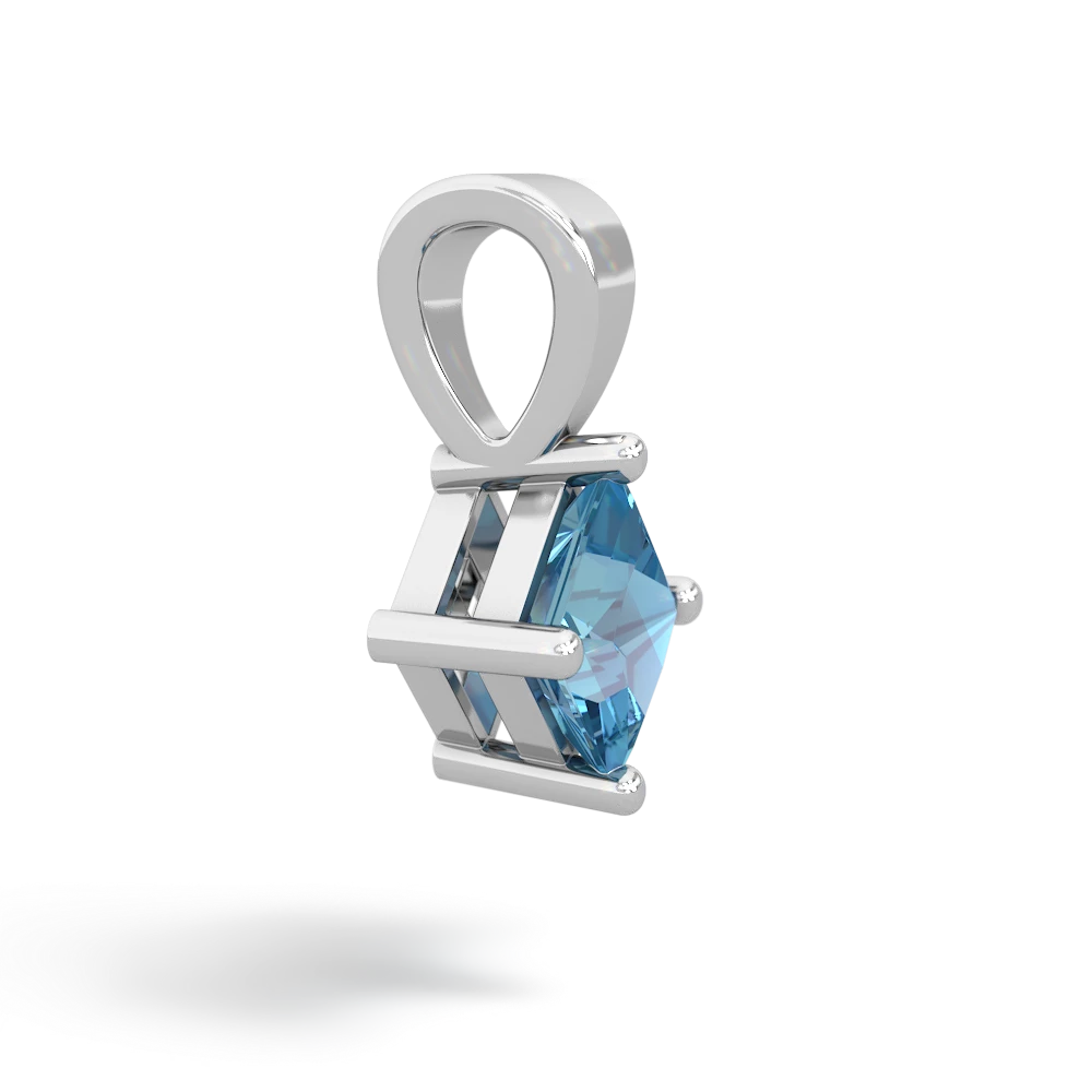 Blue Topaz 5Mm Princess Solitaire 14K White Gold pendant P1789