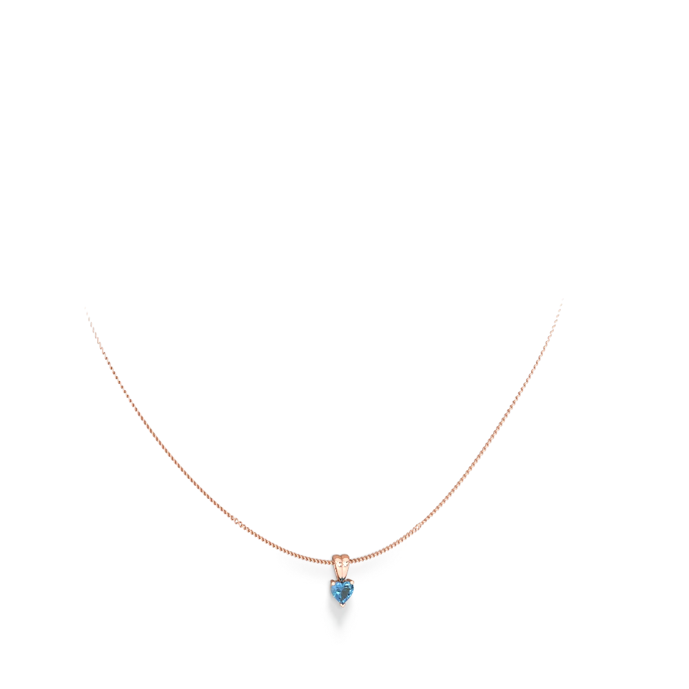 Blue Topaz 5Mm Heart Solitaire 14K Rose Gold pendant P1861