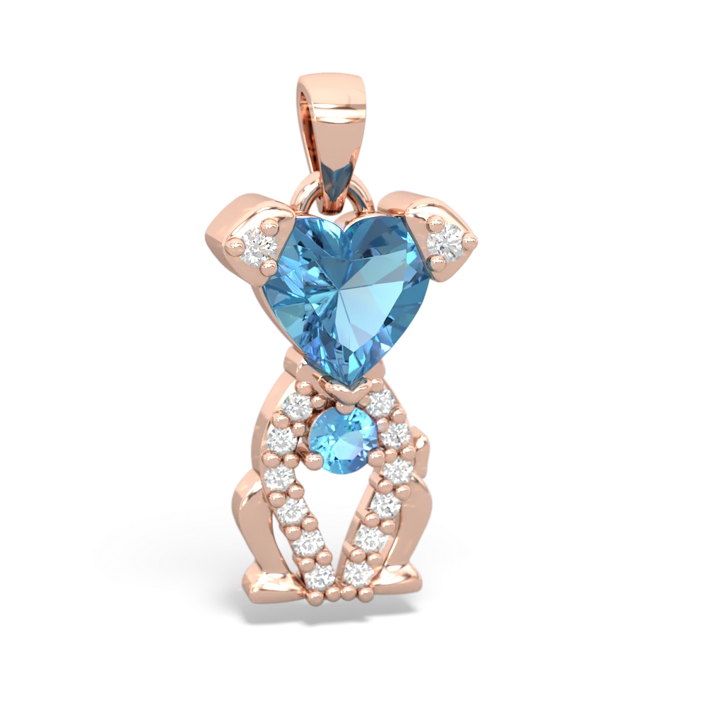 Blue Topaz Puppy Love 14K Rose Gold pendant P5800