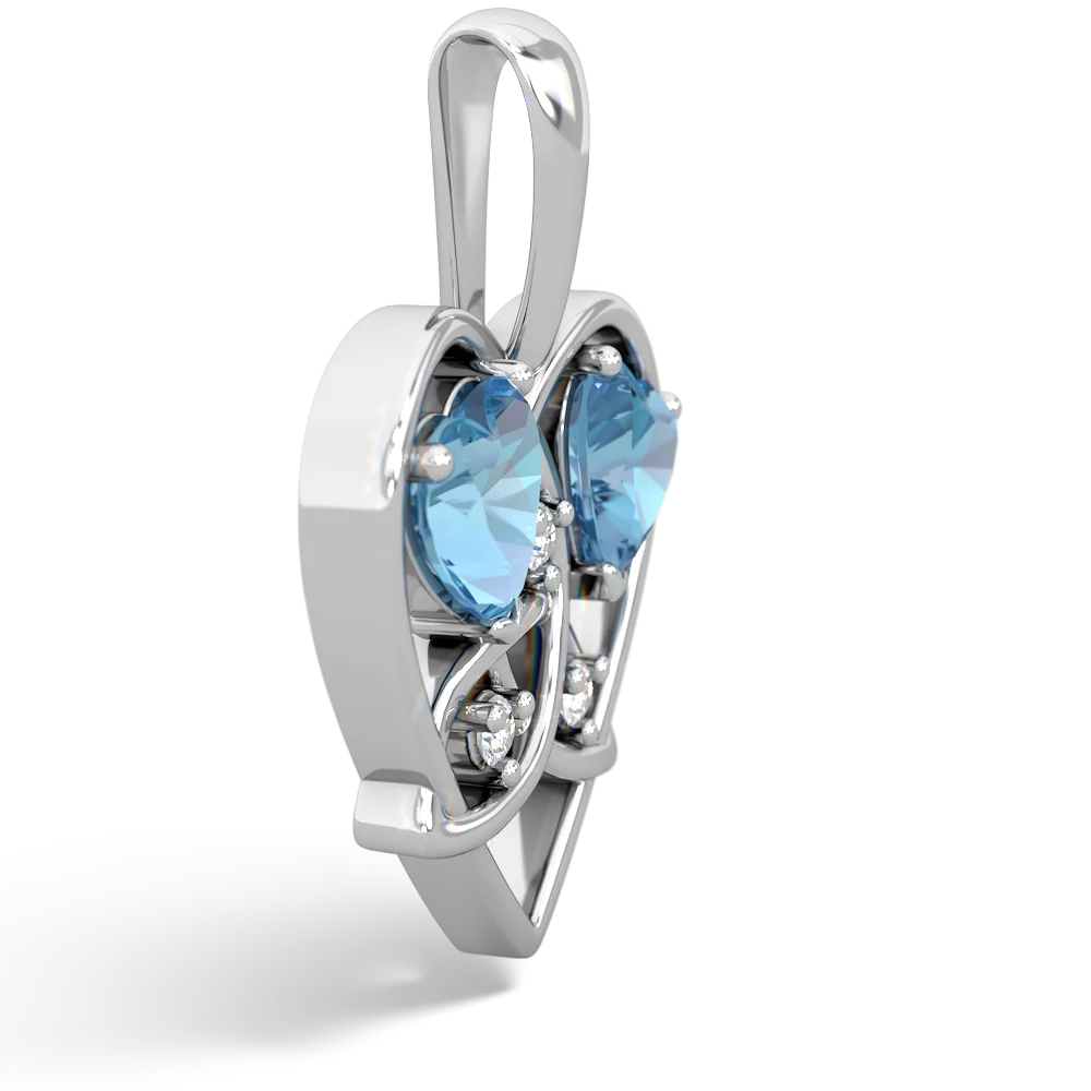 Blue Topaz Celtic Trinity Heart 14K White Gold pendant P5331