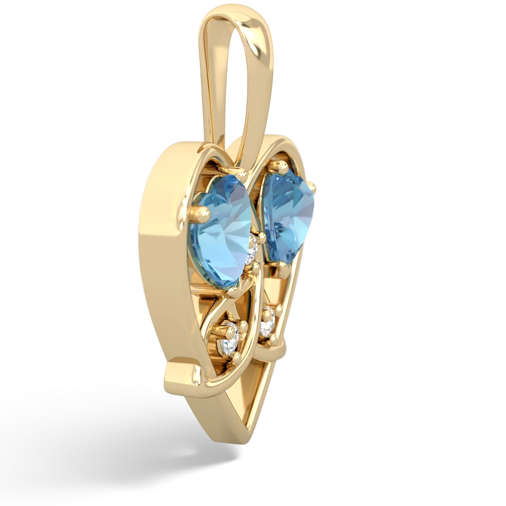 Blue Topaz Celtic Trinity Heart 14K Yellow Gold pendant P5331