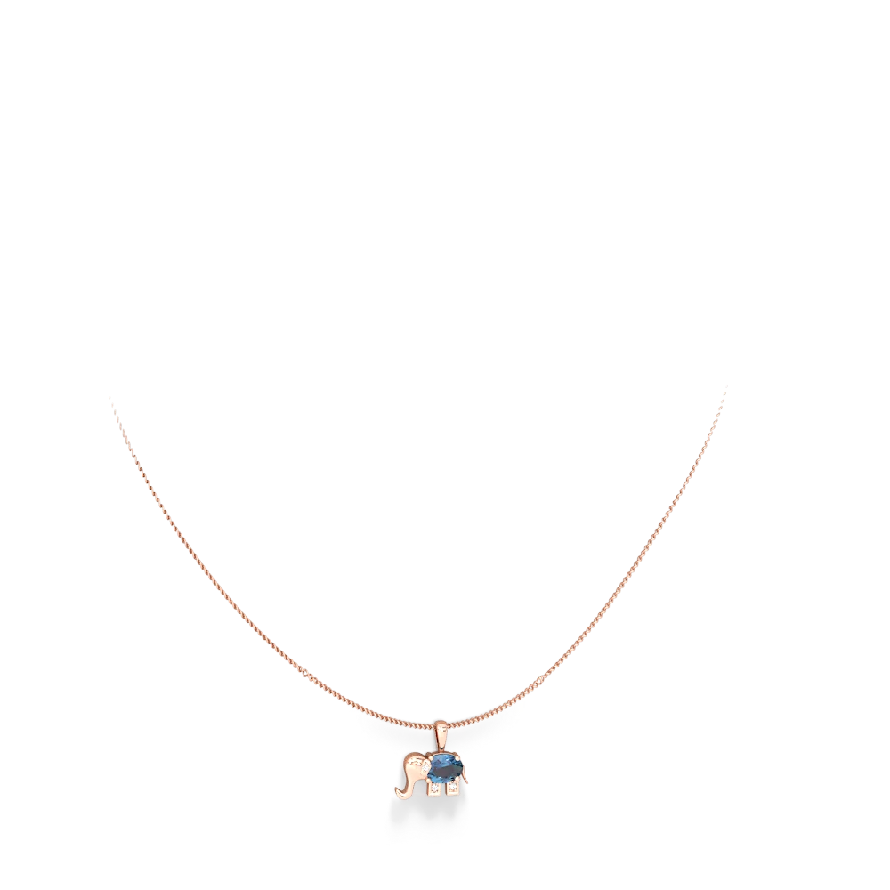Blue Topaz Elephant 14K Rose Gold pendant P2555