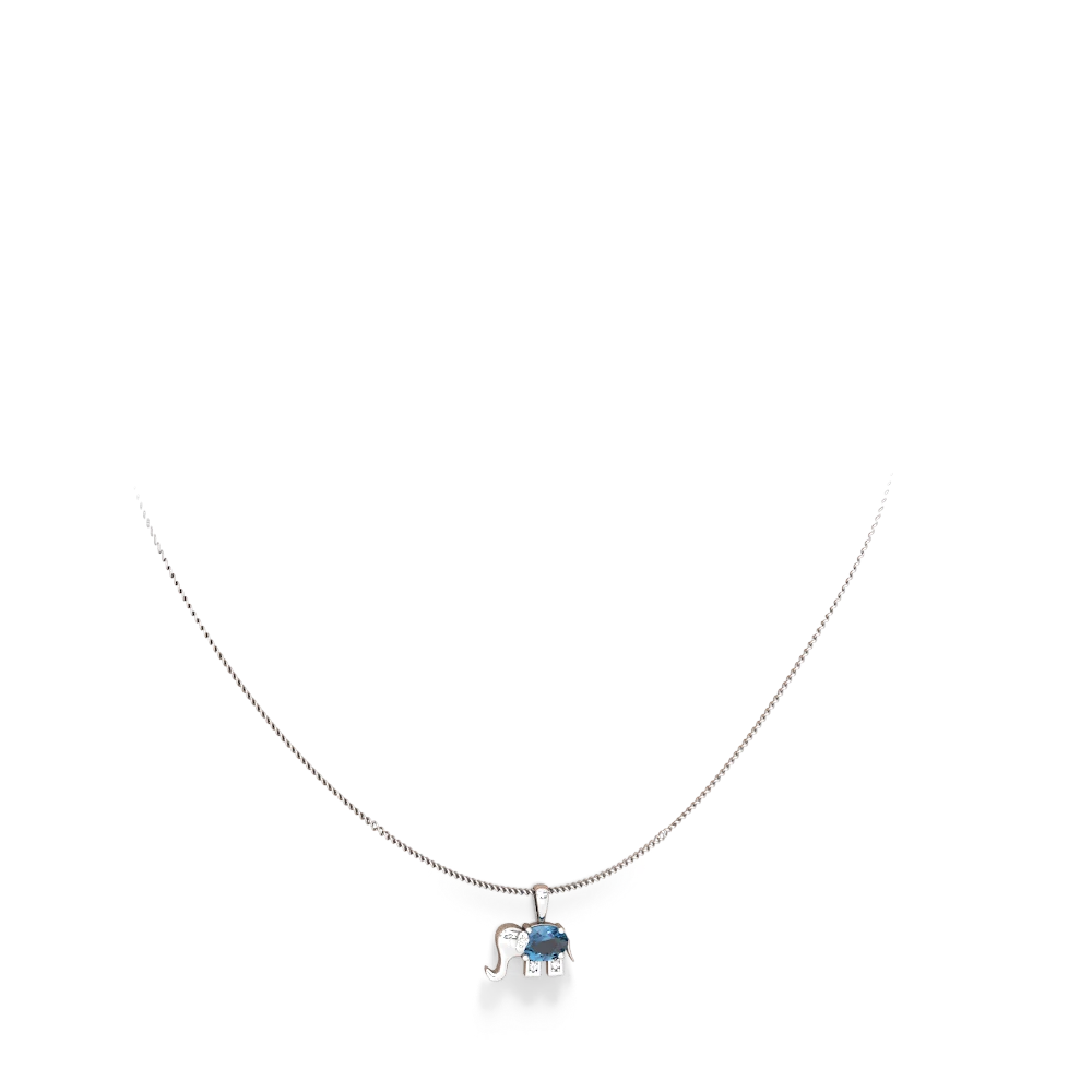 Blue Topaz Elephant 14K White Gold pendant P2555