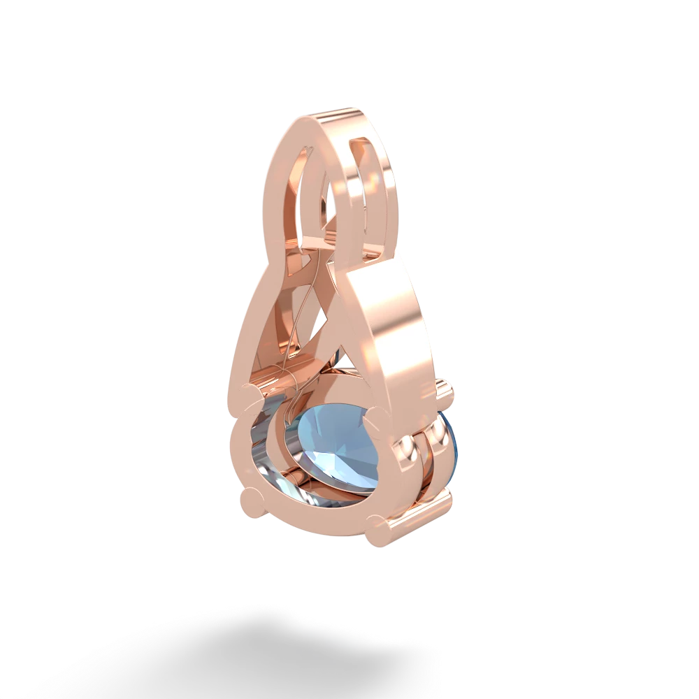 Blue Topaz Celtic Trinity Knot 14K Rose Gold pendant P2389