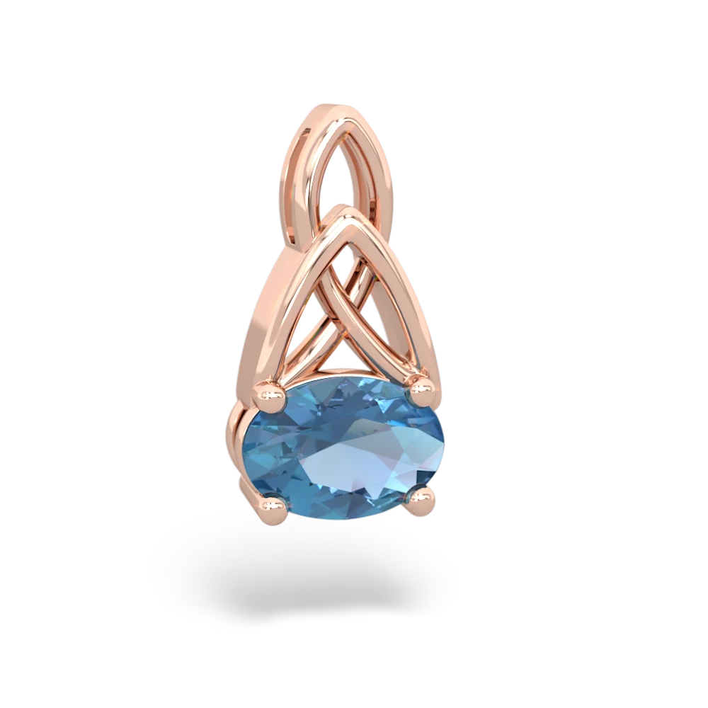 Blue Topaz Celtic Trinity Knot 14K Rose Gold pendant P2389