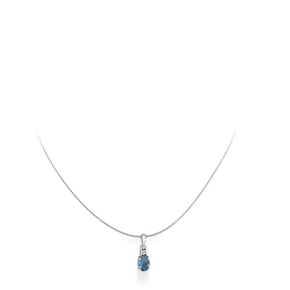 Blue Topaz Links 14K White Gold pendant P4032