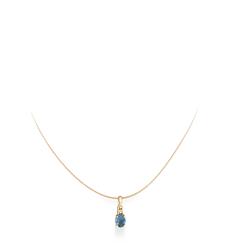 Blue Topaz Links 14K Yellow Gold pendant P4032