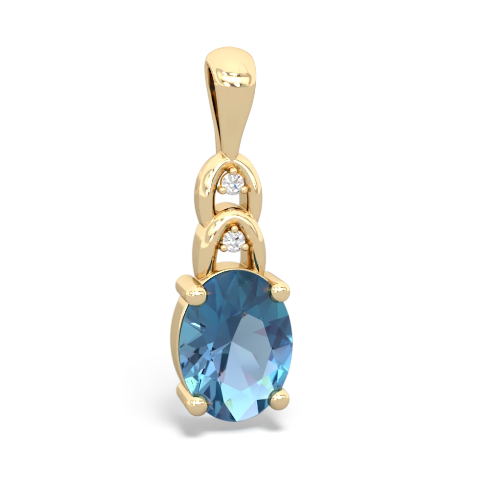 Blue Topaz Links 14K Yellow Gold pendant P4032