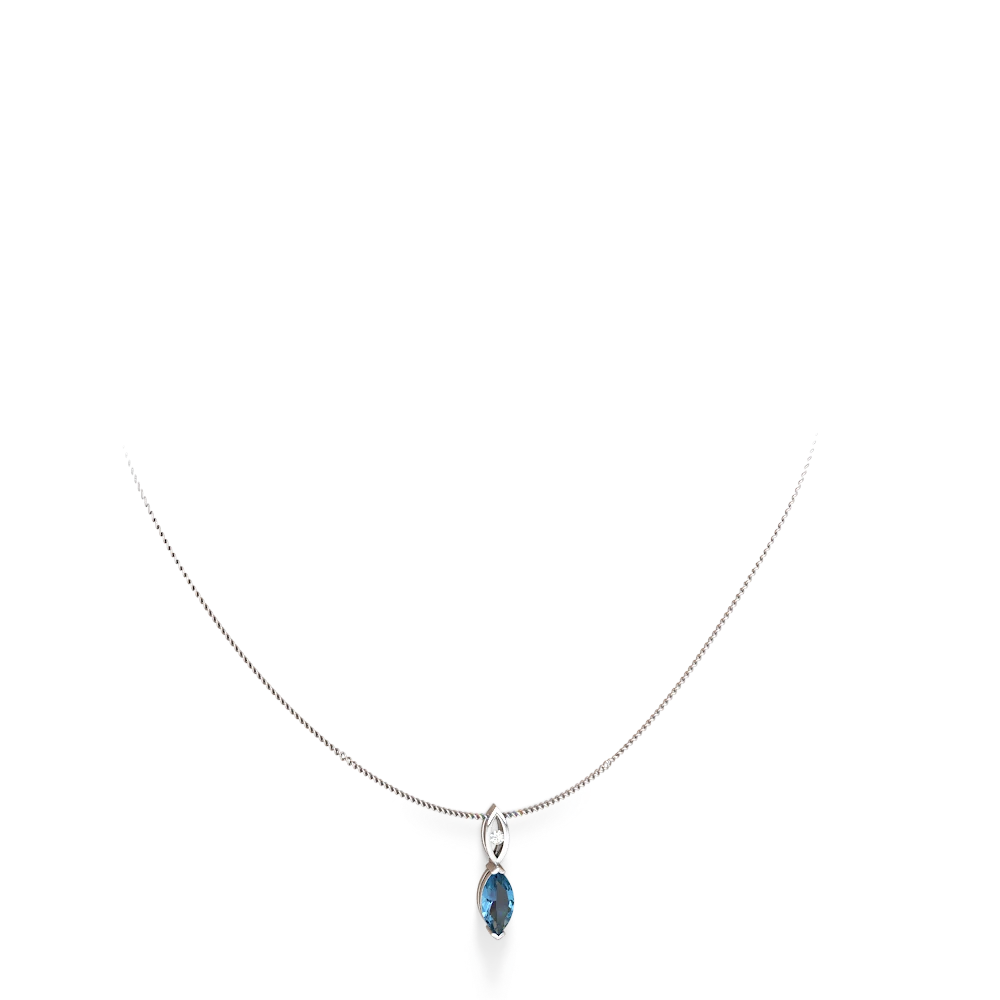 Blue Topaz Marquise Drop 14K White Gold pendant P5333