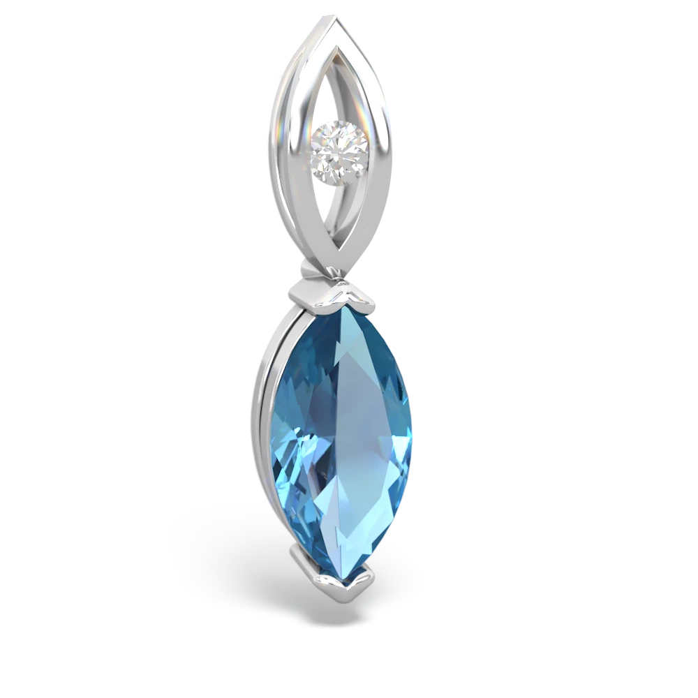 Blue Topaz Marquise Drop 14K White Gold pendant P5333