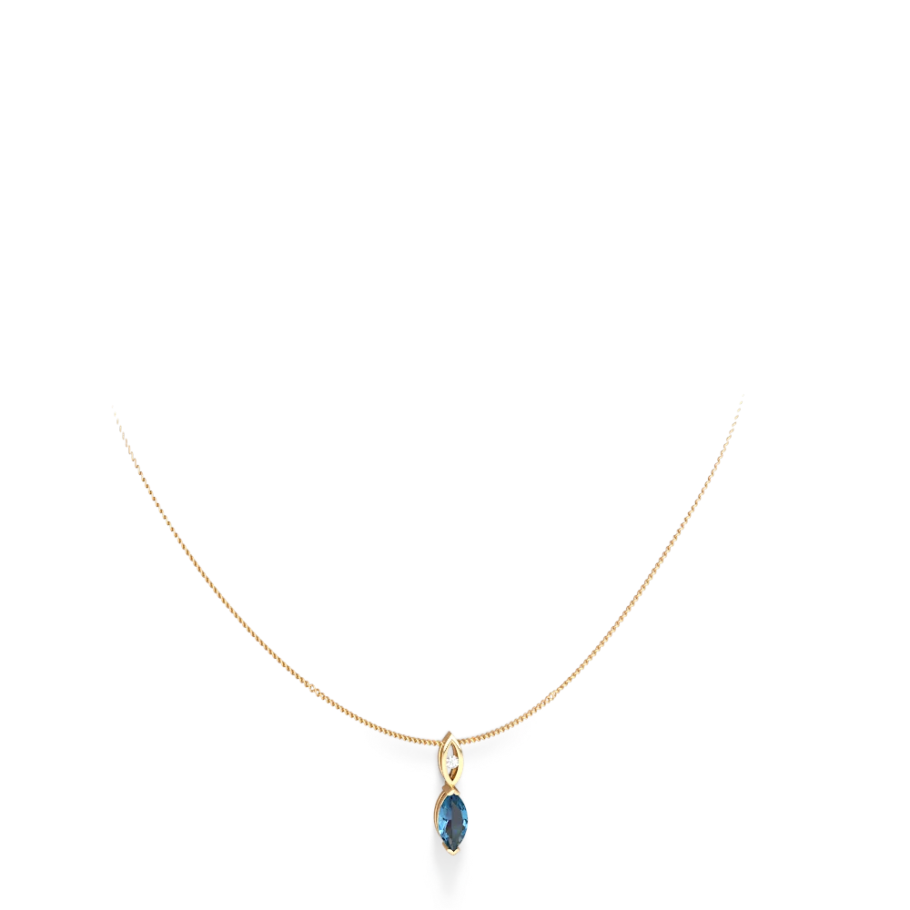 Blue Topaz Marquise Drop 14K Yellow Gold pendant P5333