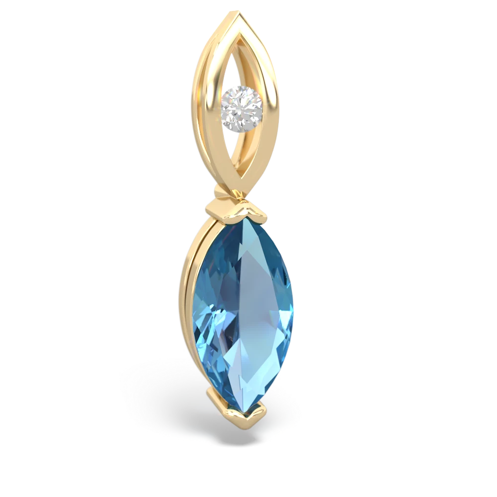 Blue Topaz Marquise Drop 14K Yellow Gold pendant P5333