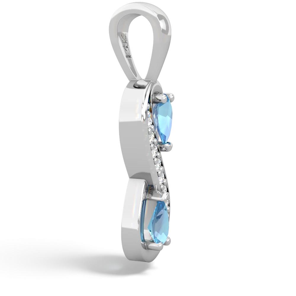 Blue Topaz Diamond Infinity 14K White Gold pendant P5390